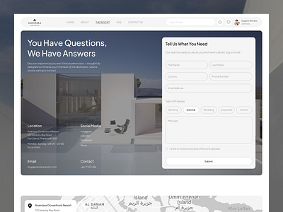 ANANTARA - Luxury Resort Travel Website - Contact Us & FAQ Page awwwards company profile contact contact page elegant faq page landing page luxury minimalist modern resort support page travel ui ux villa web design webflow website website designer