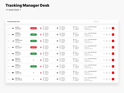 Tracking Manager Desk - Web Application application delivery logistics map trucks