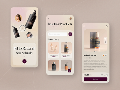 Hair Products App Design Concept app concept app design app development app navigation beauty app ecommerce app hair app hair care hair product catalog hair products hairstyle illustration ios mobile mobile app design product design salon shopping app ui ux