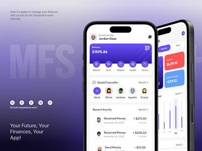 Mobile Financial Service Application - Finance Management App UI app design appdesign banking crypto digital wallet figma design financial app fintech fintech app mobile app netrosystems payment app payment gateway product design saas startup statistic ui design wallet app