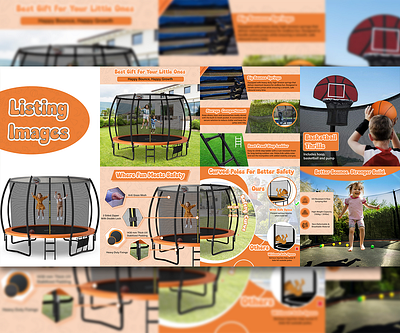 Jump Zone Spring Trampoline Listing Design a content acontent amazon amazon listing design apremium branding design ebc ebc design ecommerce graphic design illustration image editing infographic design infographics kids listing design listing images product design