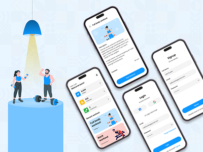 Gym UI Kit: AI Fitness App app design branding dribbble figma fitness app gym illustration mobile app ui design uiux