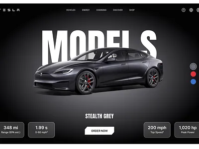 Interactive Tesla UI – Smart Color Switch in Figma animation branding cardesign figma figmadesign modernui smartanimate teslaui ui uiuxdesign ux
