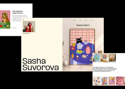 Artist portfolio website cards cateogories illustration menu painting portfolio shop site website