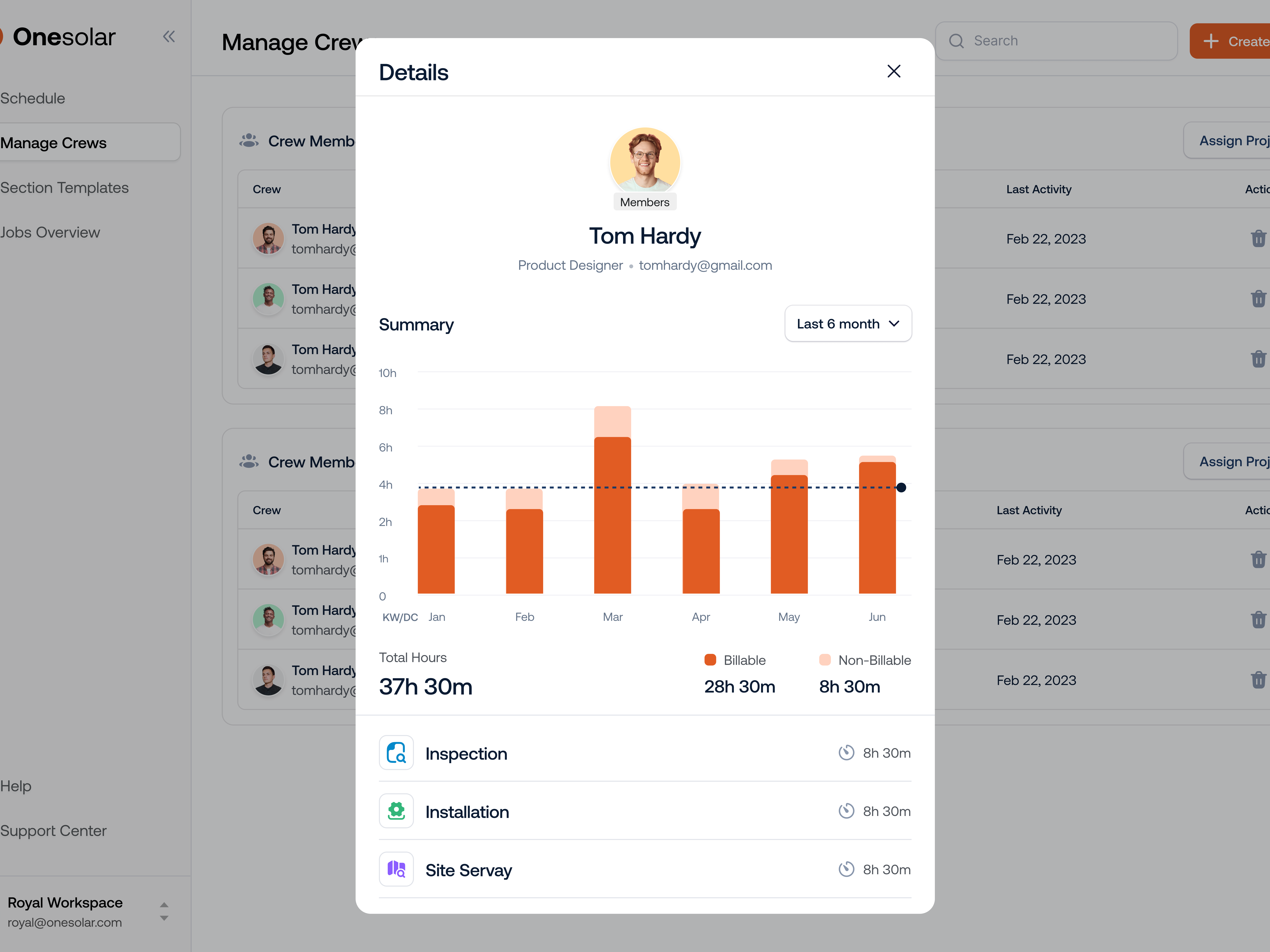 Solar Platform _ Installer Dashboard clean ui component construction dashboard energy field job management pop up product design saas solar solar webapp ui ui design webapp