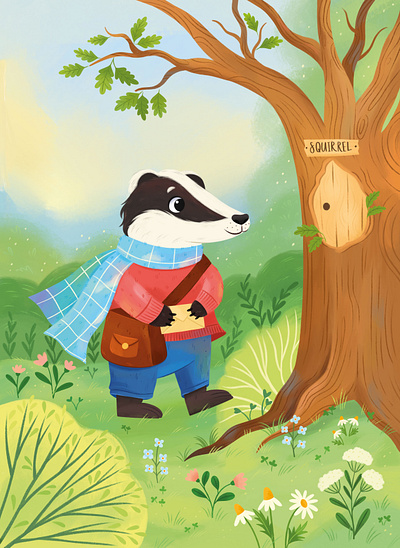 Forest postman animals book illustration character children children book illustration childrensbook kidlitart picture book