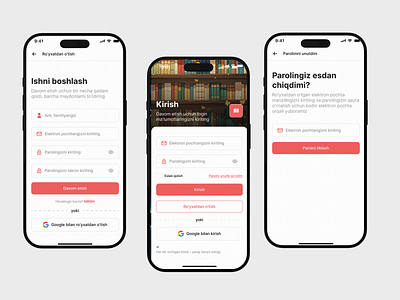 100Books - Library App Login Page Design bookapp dribbbleshot figmadesign libraryapp loginpage materialdesign minimalui mobileappdesign uidesign uxui uzbekistandesigners