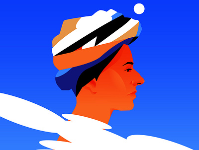 Headwear abstract composition dual meaning editorial editorial illustration headwear illustration laconic lines minimal older woman poster vector vector illustration woman woman illustration woman portrait