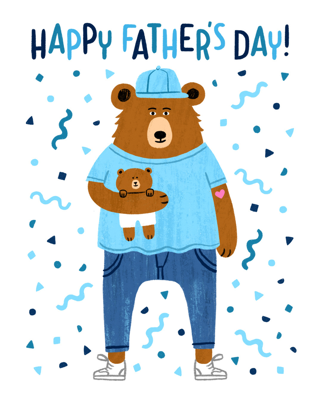 Dad Bear Father's Day Illustration baby bear bear dad bear fathers day greeting card illustration