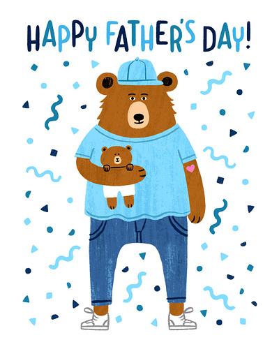 Dad Bear Father's Day Illustration baby bear bear dad bear fathers day greeting card illustration