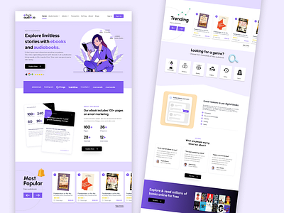 eBook audio Landing Page Design creative design figma landing page design ui user friendly design