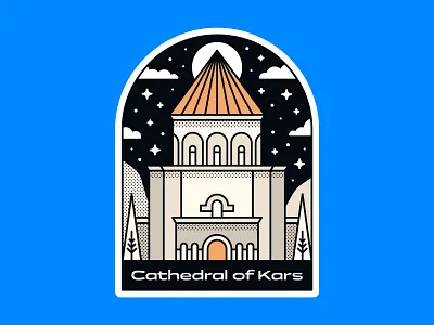 Cathedral of Kars armenia armenian armenian church armenian designer armenian illustrator artwork cathedral cathedral of kars church design historical armenia illustration kars landmark lineart turkey vector western armenia