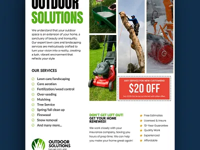Lawn Care, Tree & Snow Removal Flyer Canva Template canva template flyer flyer design flyer template lawn care lawn care flyer lawn care flyer template