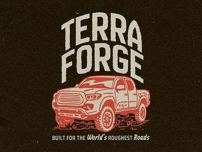Terra Forge Outdoor Vintage Grapahic Design 4x4 adventure brand branding car design font hand drawn illustration logo merch merchandise outdoor retro truck tshirt type typography vehicle vintage