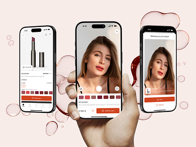 Makeup try-on AR ar beauty cosmetics ecommerce lipstick makeup makeup try on marketplace mobile app try on ar try on cosmetics app ui ux