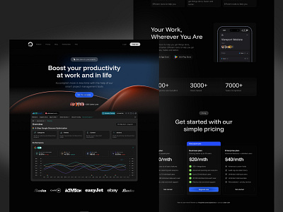 Productivity Landing Page Design - Dark Mode Practice dark mode dashboard landing page landing page product productivity web design