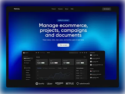 Ecommerce Business Managment Web Design analytics blue campaings dashboard documents ecommerce gradient landing page online business saas shop software store ui ui design web design website