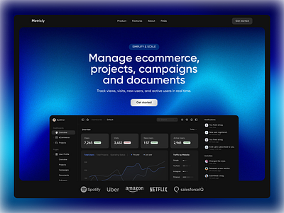 Ecommerce Business Managment Web Design analytics blue campaings dashboard documents ecommerce gradient landing page online business saas shop software store ui ui design web design website
