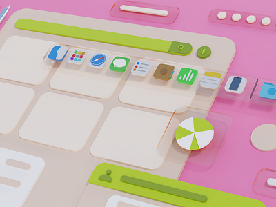 Details of UI Design 3D Render Illustration 3d brightness camera details flat illustration illustration illustrator progress render topology ui view wip