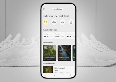 travelbuddy app figmadesign hikingapp mobile productdesign travelapp ui userinterface weekendtrip