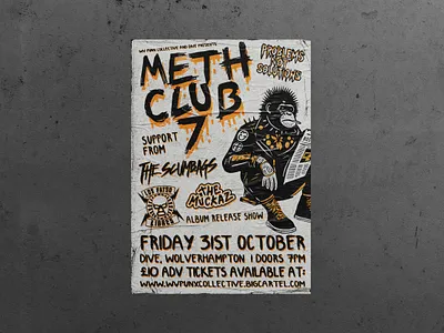 Meth Club 7 Album Release Show Poster band graphic design methclub7 poster punk rock