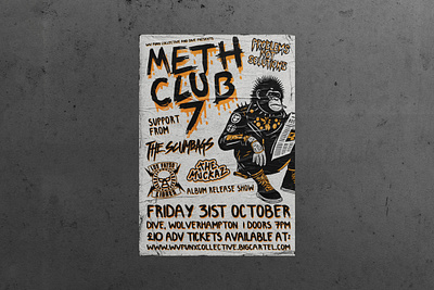Meth Club 7 Album Release Show Poster band graphic design methclub7 poster punk rock