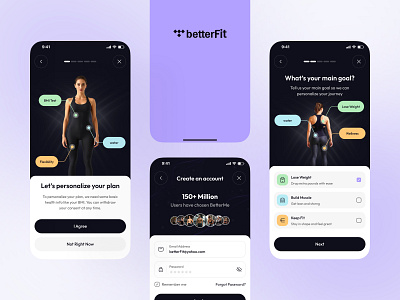 Onboarding for Health Coaching App app fitness app fitness tracker health app health coaching mobile mobile app onboarding screen onboarding sign up splashscreen ui welcome screen