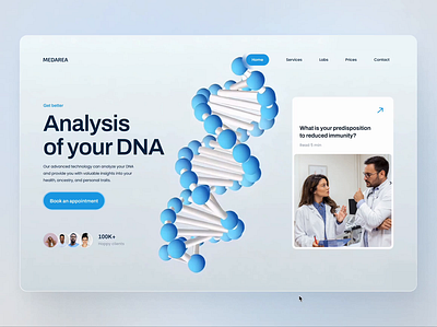 DNA Analysis Landing Page analysis animation dna figma illustration landing landing page medical center medicine trend ui webdesign website