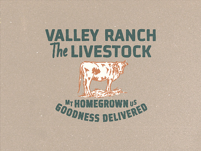 Valley Ranch Graphic Design badge brand branding cow design graphic graphic design hand drawn identity illustration logo merch merchandise ranch retro type typography vector vintage vintage design
