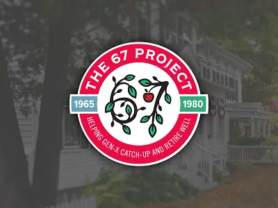 The 67 Project Logo 67 branch branches branding finance financial generation x identity design leaves logo logo design podcast red retirement vines