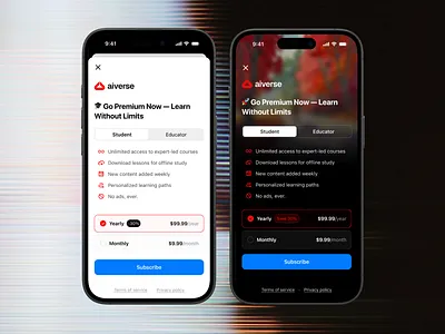 Paywall Screen – Light & Dark Mode UI for iOS App app design figma interface ios ios app ios screen mobile app mobile app design payment paywall subscription subscription screen ui design user interface
