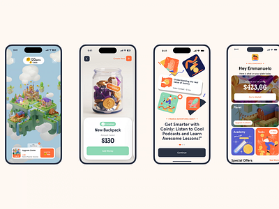 Coinly Child Bank — App Design & UX/UI app design bank clean design finance fintech illustration minimal mobile app ui ux