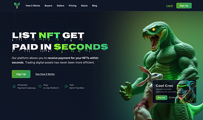 List NFT Get Paid in Seconds Works Buy Sell buy cobra creative heder section lending page ui lendingpage list nft get paid in seconds sell smart ui ui