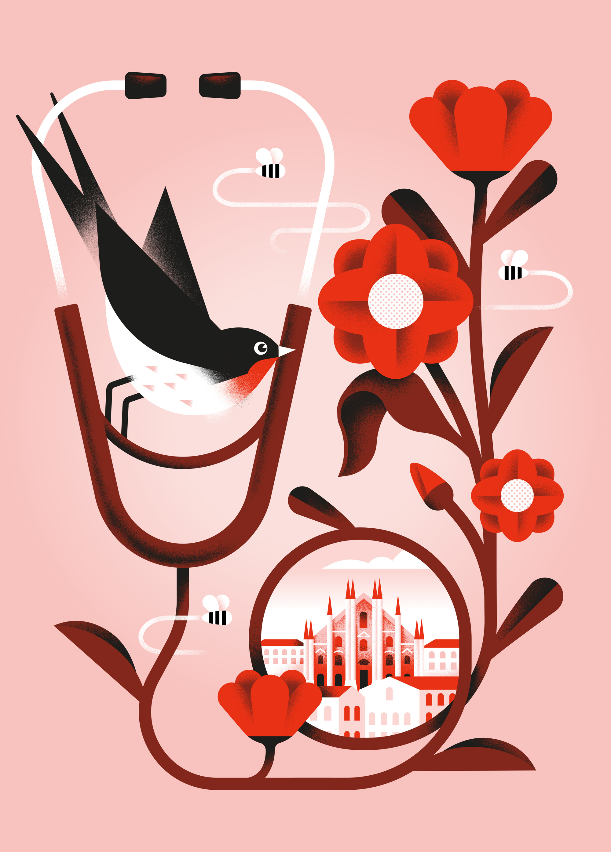 La Repubblica - Spring bird daniele simonelli dsgn editorial illustration health illustration spring texture vector