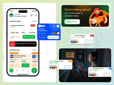 On Track: Task Management & Earn App animation clean ui design dribbbleshots earning app gamifiedui graphic design mobileapp design modern app design productivityapp progresstracker task app taskmanagement teamcollaboration todoapp typography ui uiinspiration uiux design unique uiux design ux
