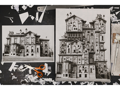 The David Davis Mansion, studio architecture collage david davis mansion illustration mansion windows