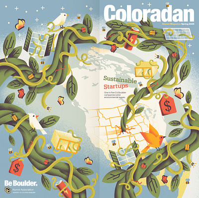 Coloradan Cover - Spring 2025 coloradan cover illustration daniele simonelli dsgn editorial illustration green illustration spring texture vector vines world