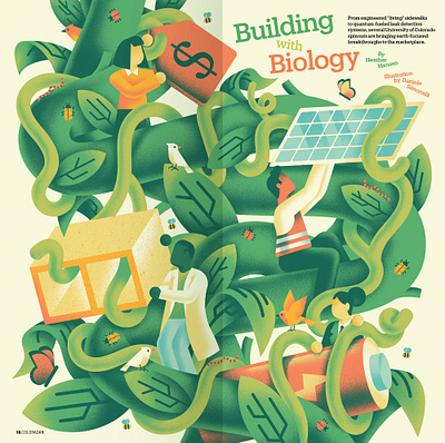 Coloradan - Building with Biology coloradan daniele simonelli dsgn ecology editorial illustration green illustration texture university vector vines