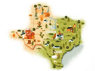 Texas Map - Maroon Magazine daniele simonelli dsgn editorial illustration illustration map texas texas map texture vector