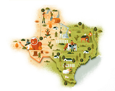 Texas Map - Maroon Magazine daniele simonelli dsgn editorial illustration illustration map texas texas map texture vector