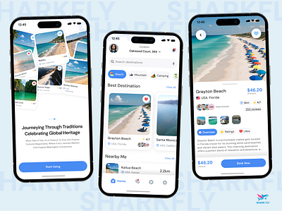UI Design - Shark Fly Travel App 🦈🛫 app design travel ui ui ux