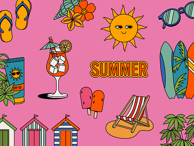 Summer Illustrations bright colour colourful cute design fun graphic design illustration playful summer vector