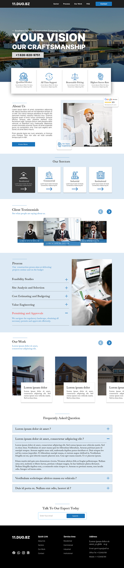 Construction Company Landing Page Design branding design ui ui ux