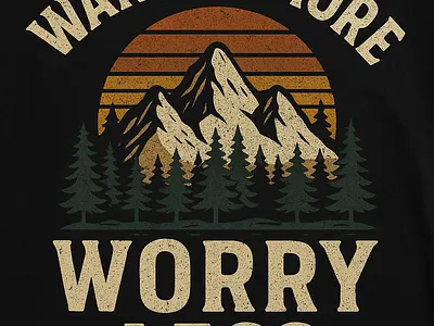 Wander More Worry Less Vintage Adventure T-Shirt branding design graphic design illustration logo logo design t shirt design typography design ui vector