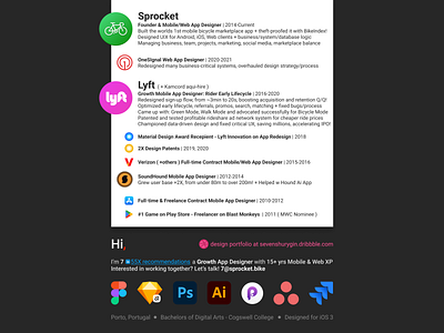 7 Design Resume PDF 2025/6 ( optimized dates ) android app bicycle career design designer dog download ios jobs lyft onesignal pdf resume soundhound sprocket ui ux web work