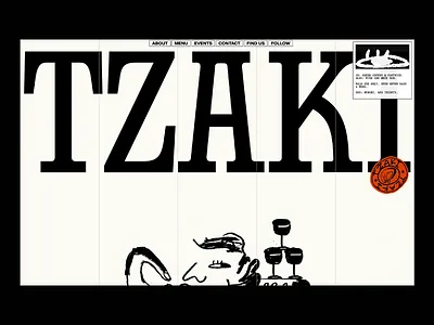 TZAKI: Bold Typographic Bar & Cafe Website black white blockchain clean color contrast creative creative ui design home page illustration landing page modern modern ui tzaki ui user experience user interface ux ui design uxui