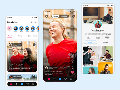 BuddyNet Social media Mobile App androidui appconcept appui buddynet designinspiration dribbbleshot figmadesign graphic design iosappdesign minimalui mobileappdesign mobileui socia socialmediaapp ui uiuxdesign userinterface ux uxdesign