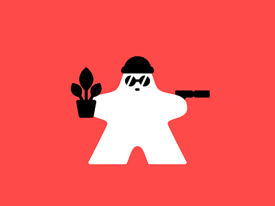 Leon Meeple art beanie board games bold character colors design game games glasses gun illustration leon lines meeple movie plant poster print vector