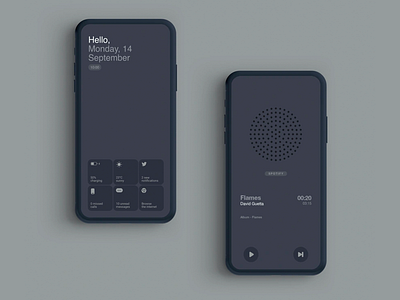 Dark Mode Mobile Dashboard & Music Player [layer app app design application application design black dark dark tone design interctive media player typo ui user user experience user friendly ux widgets