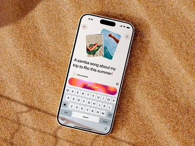 AI Song Generator Mobile App ai ai app app clean content creation design graphic design keyboard modern music music generation music generator music production ui user interface ux uxui uxui design